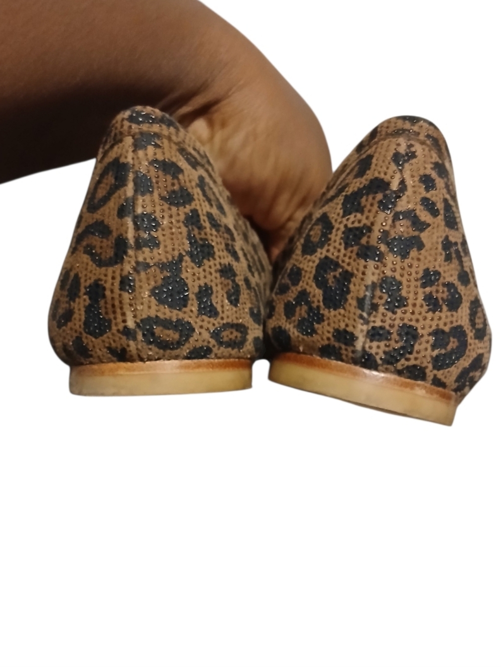 Stuart Weitzman | Square Toe Leopard Print Pebbled Ballet Flats Size 11N - Picture 11 of 13